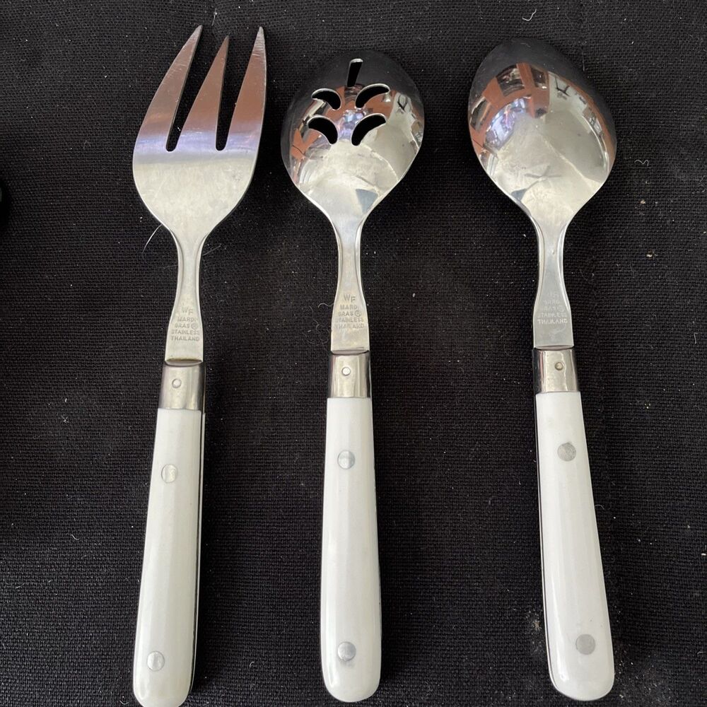 Washington Forge MARDI GRAS WHITE Stainless 3pc Serving Set Glossy Flatware